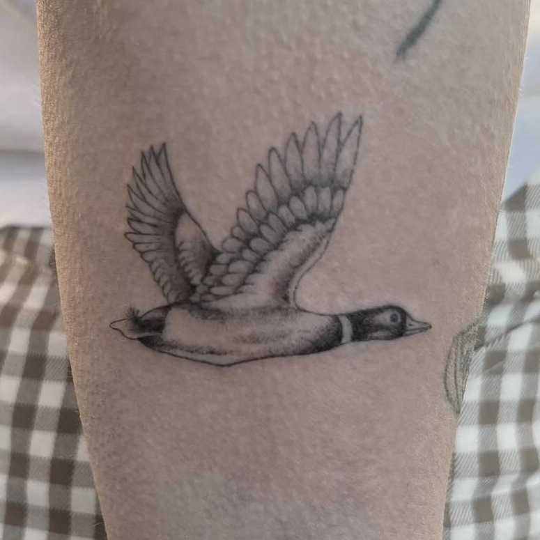 Cowboy girl dancing tattoo fine line