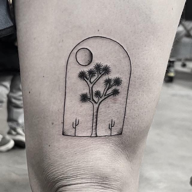 Cowboy girl dancing tattoo fine line