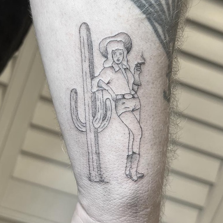 Old truck tattoo on the arm fine line