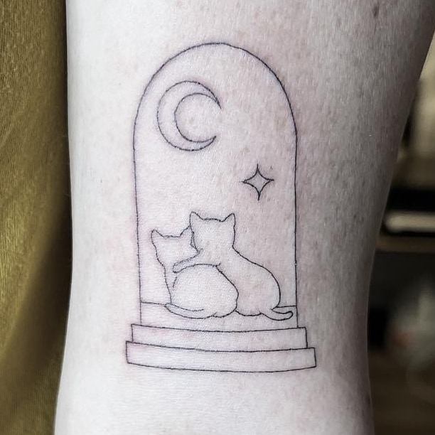 Cowboy hat and the desert tattoo fine line