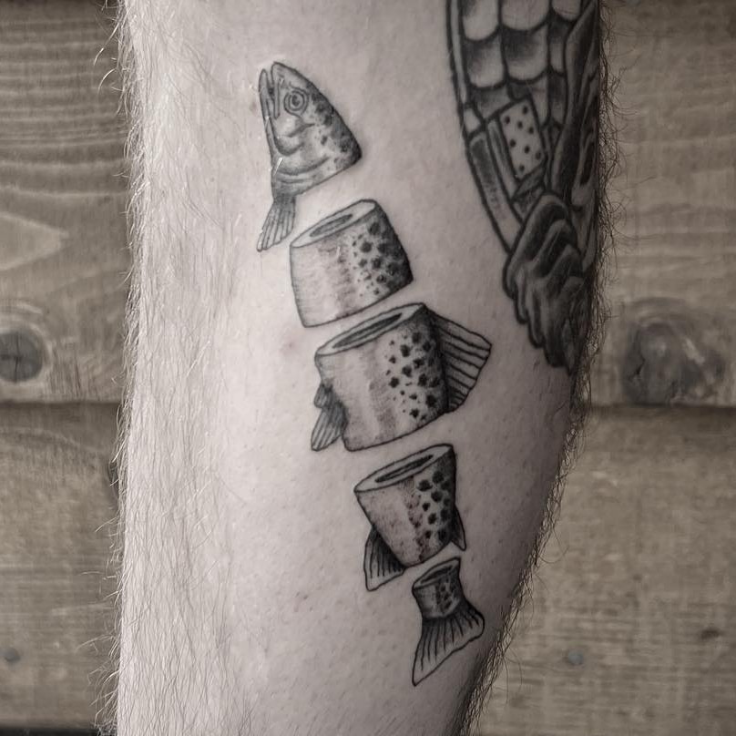 Old truck tattoo on the arm fine line