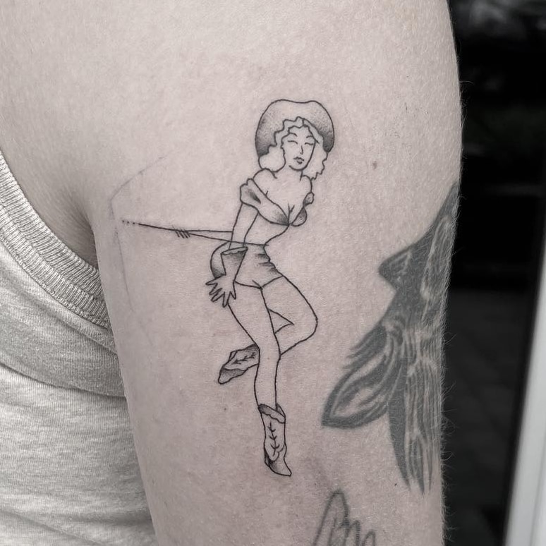 Old truck tattoo on the arm fine line