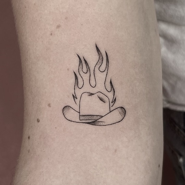 Detailed Horse with a flower tattoo fine line