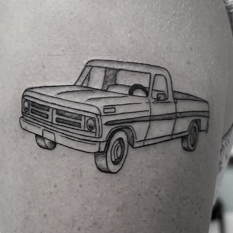 Cowboy hat and the desert tattoo fine line