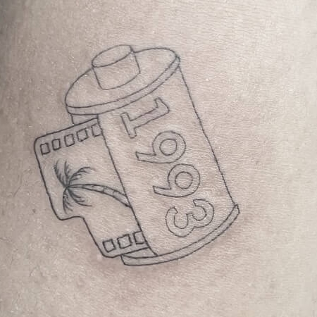 Old truck tattoo on the arm fine line