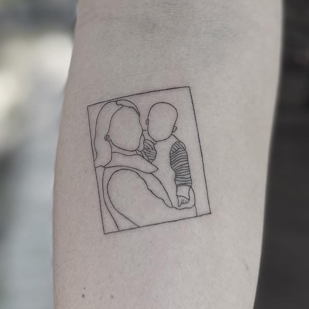 Detailed Horse with a flower tattoo fine line