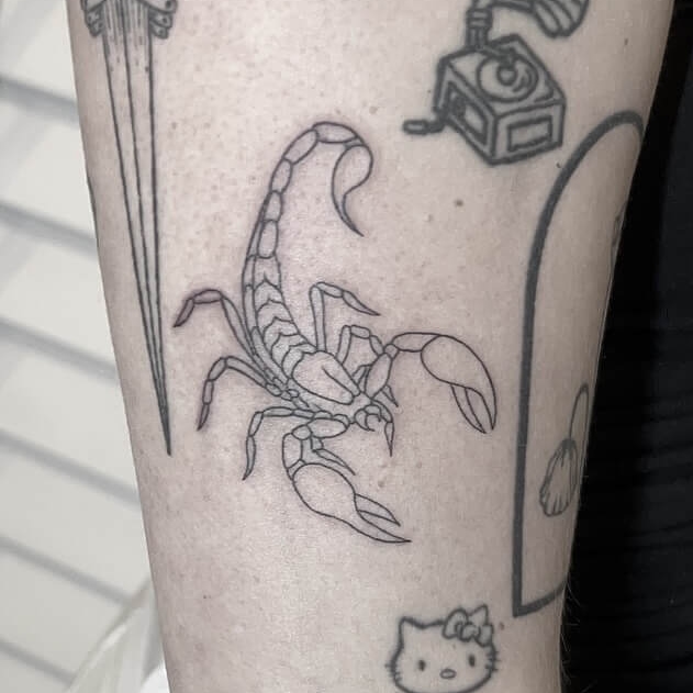 Cowboy puppy tattoo fine line Micro realism