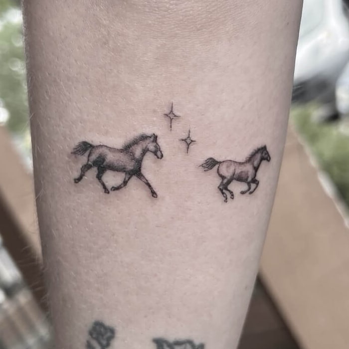 Cowboy hat and the desert tattoo fine line