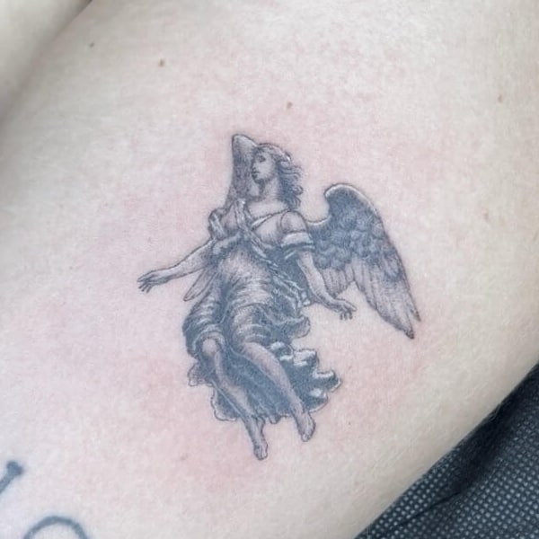 Cowboy puppy tattoo fine line Micro realism