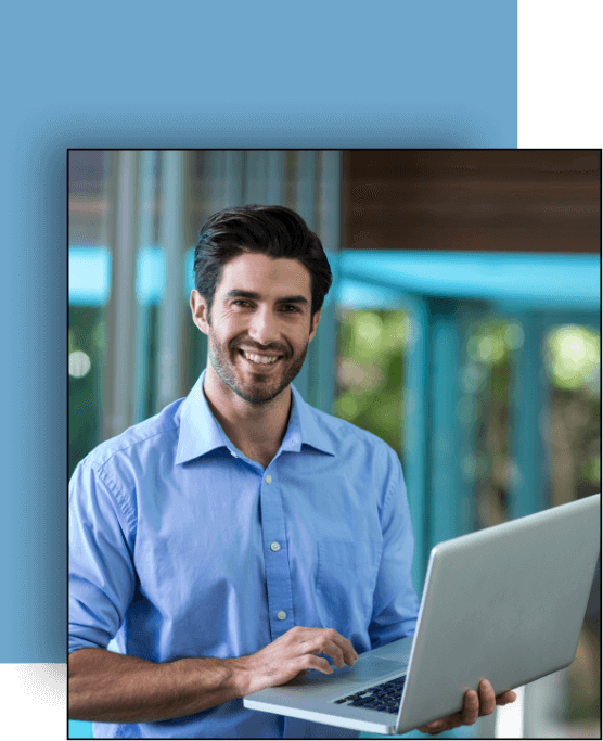A happy man holding his laptop during a Biko Method introductory consultation session. This emotional wellness assessment offers a personalized emotional evaluation and helps identify subconscious patterns blocking growth. Ideal for individuals exploring emotional healing or professionals seeking clarity on emotional challenges.
