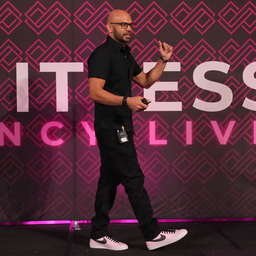 Dave Pancham speaking on stage