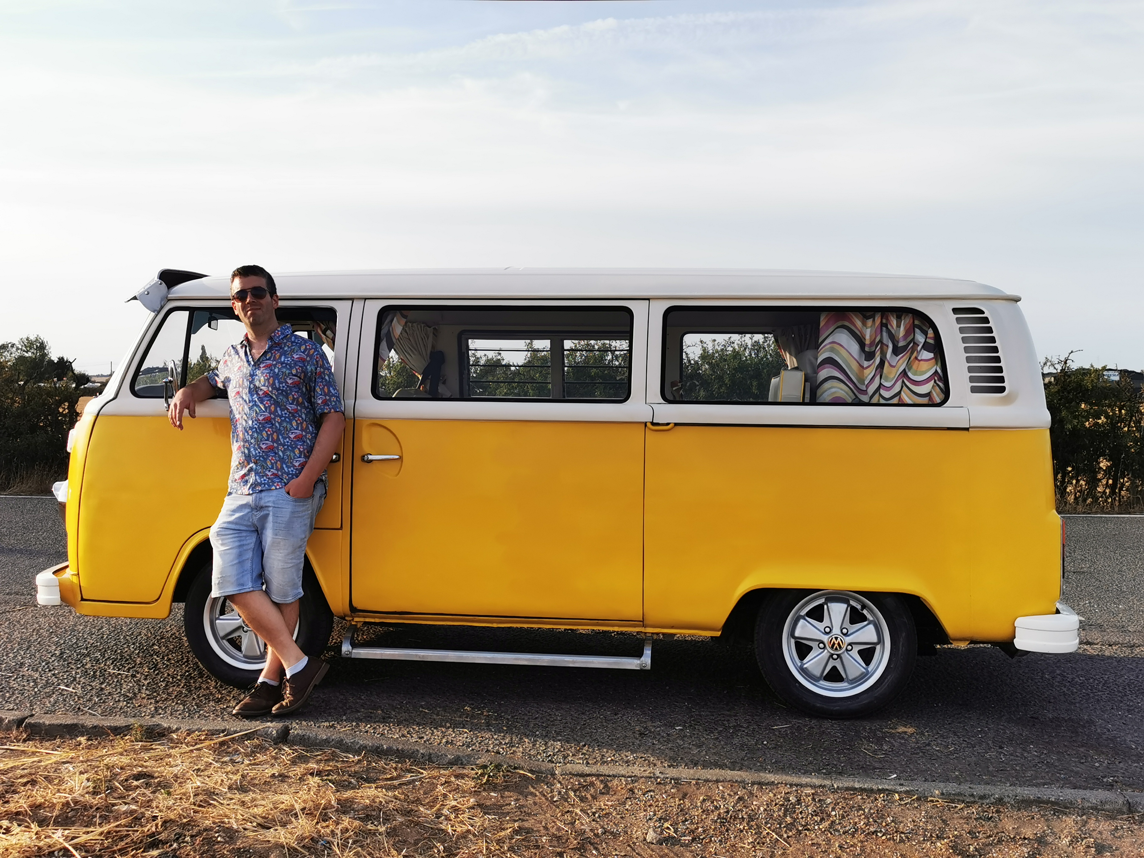 Marigold the vintage VW campervan parked on the seafront