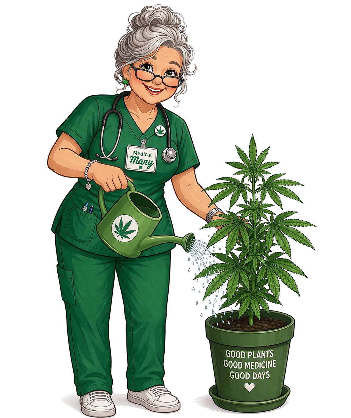 Mary watering plant