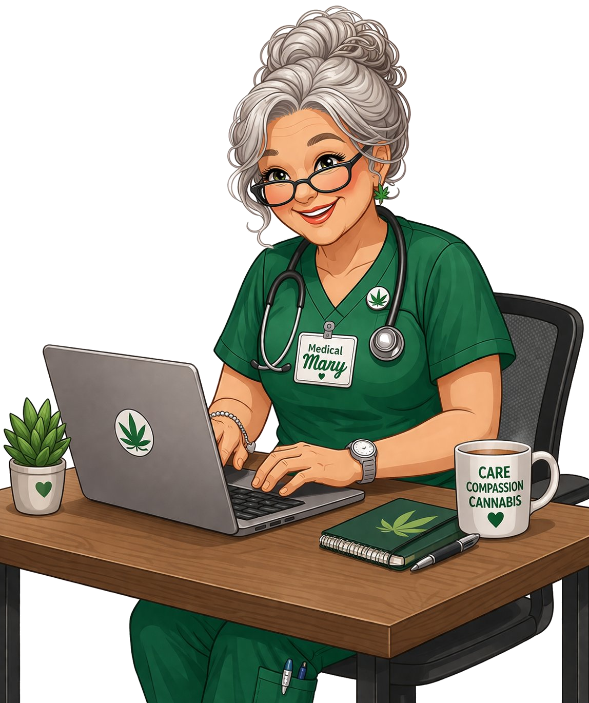 Mary on laptop
