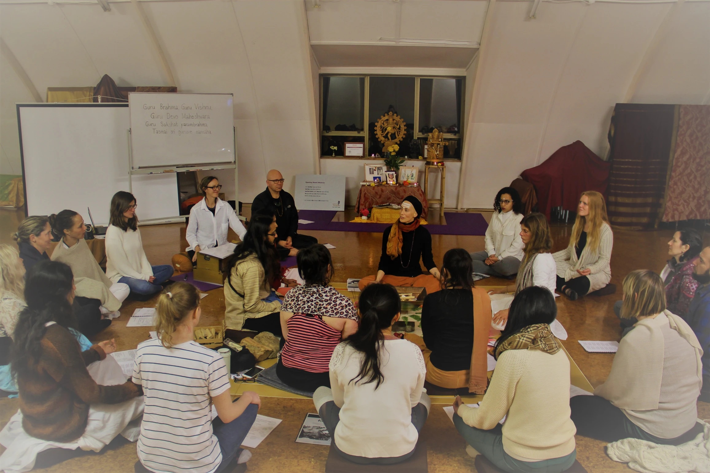 Community meditation with mantra chanting