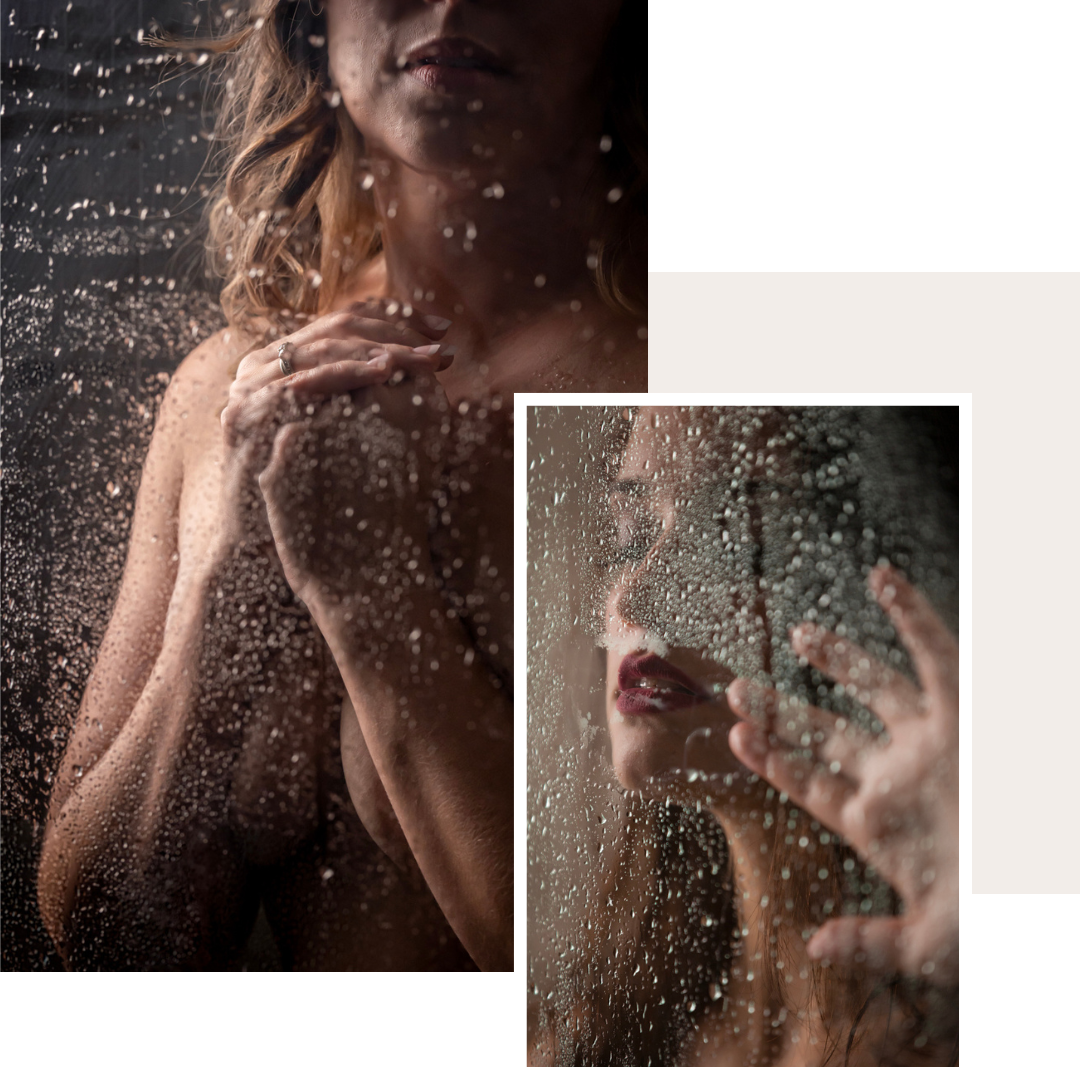 Boudoir portraits of a woman in the shower