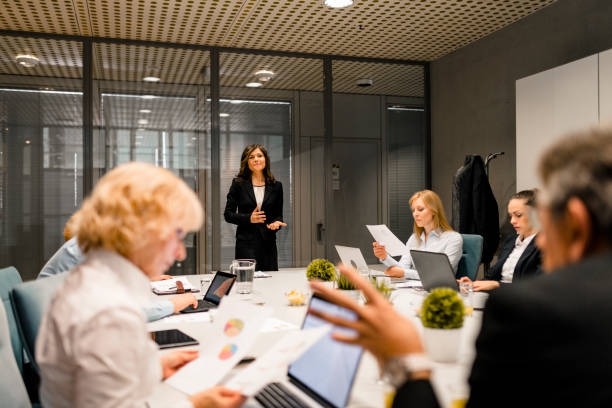 Workplace leader presenting to a team