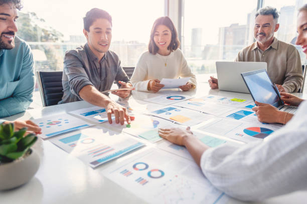 Team working together around a table