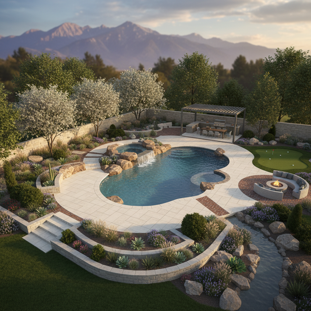 3D backyard design render by Bergies Landscape