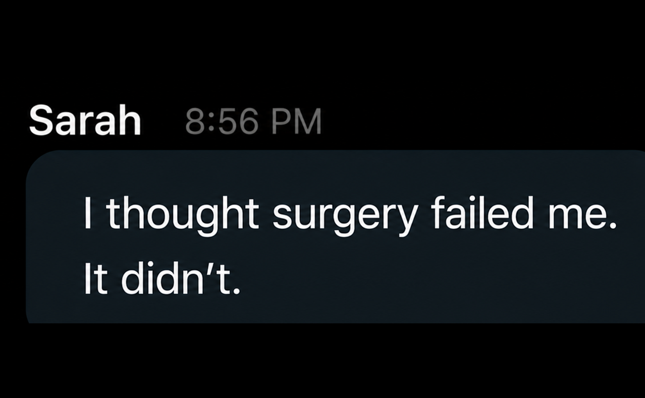 Sarah: I thought surgery failed me. It didn't.