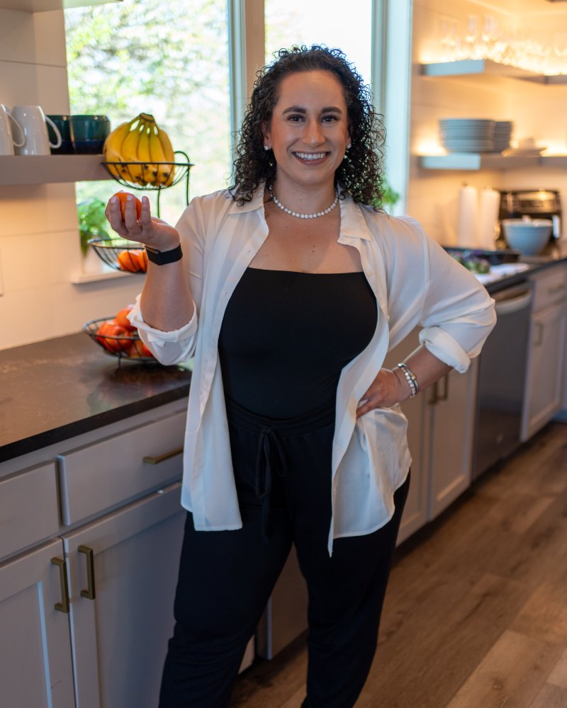 Jessica Lawson standing in her kitchen