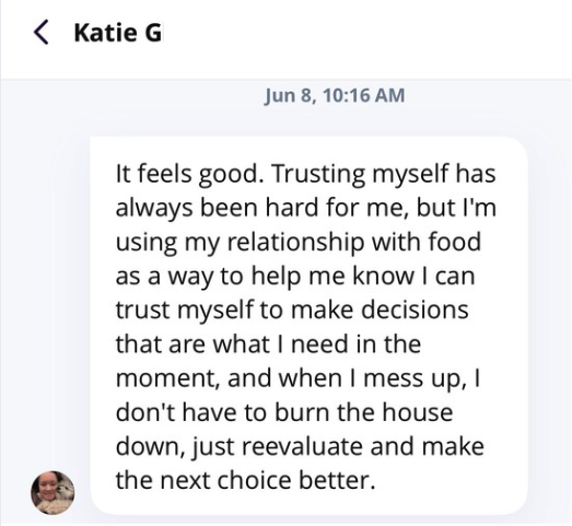 Katie sharing how she recovers after making a choice she regrets