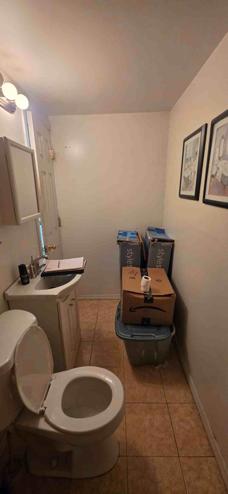 Bathroom remodel, new vanity and floor tile by Home Improvements by Joseph, before