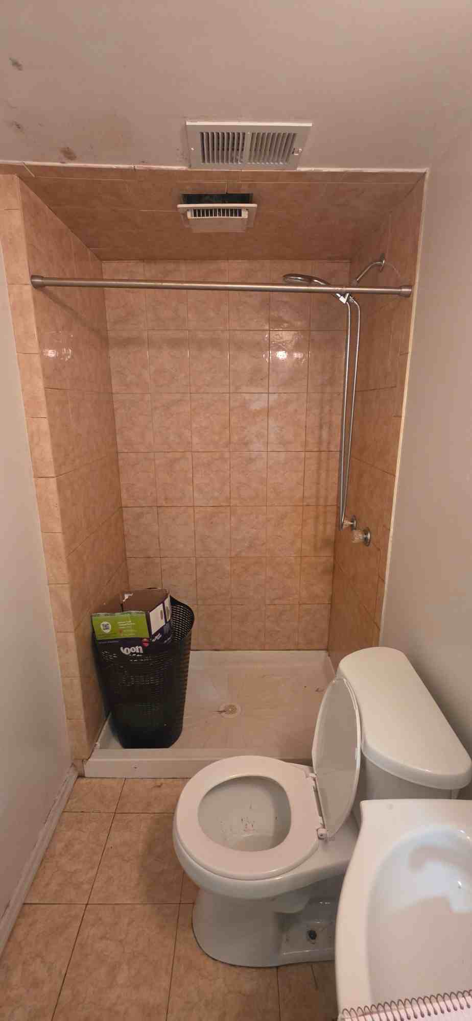 Bathroom remodel, new tiled shower by Home Improvements by Joseph, before
