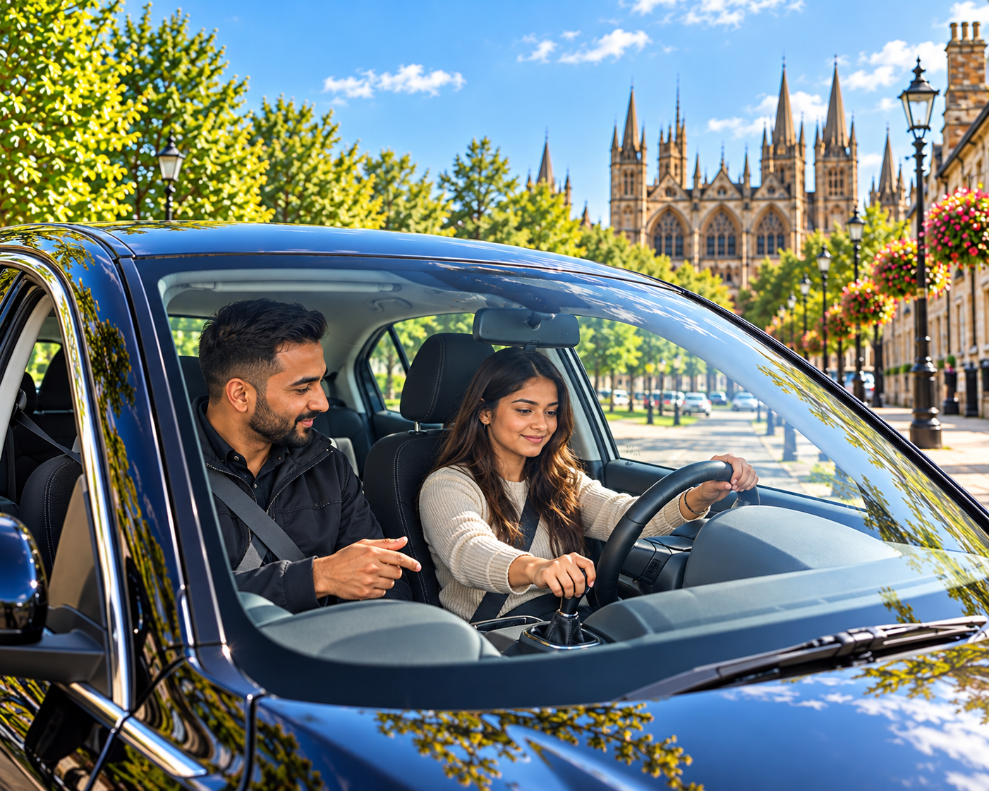 Learner practising manual driving with an instructor