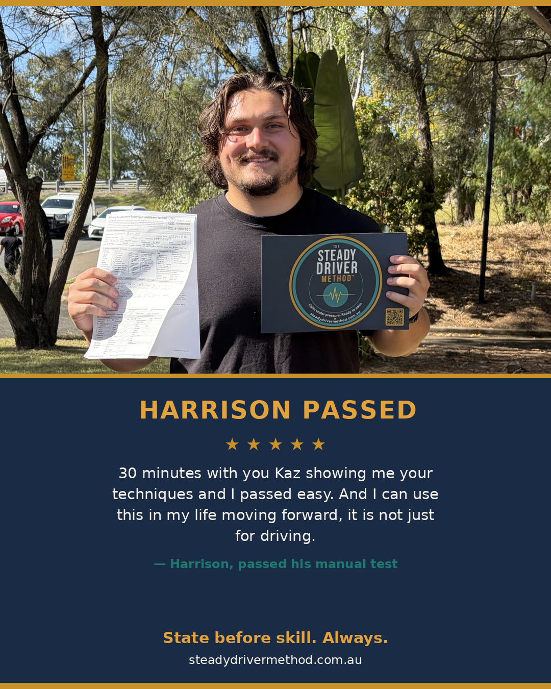 Harrison passed his manual test