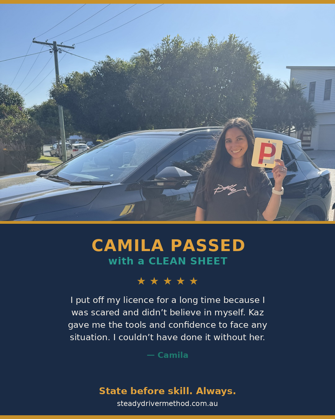 Camila passed with a clean sheet