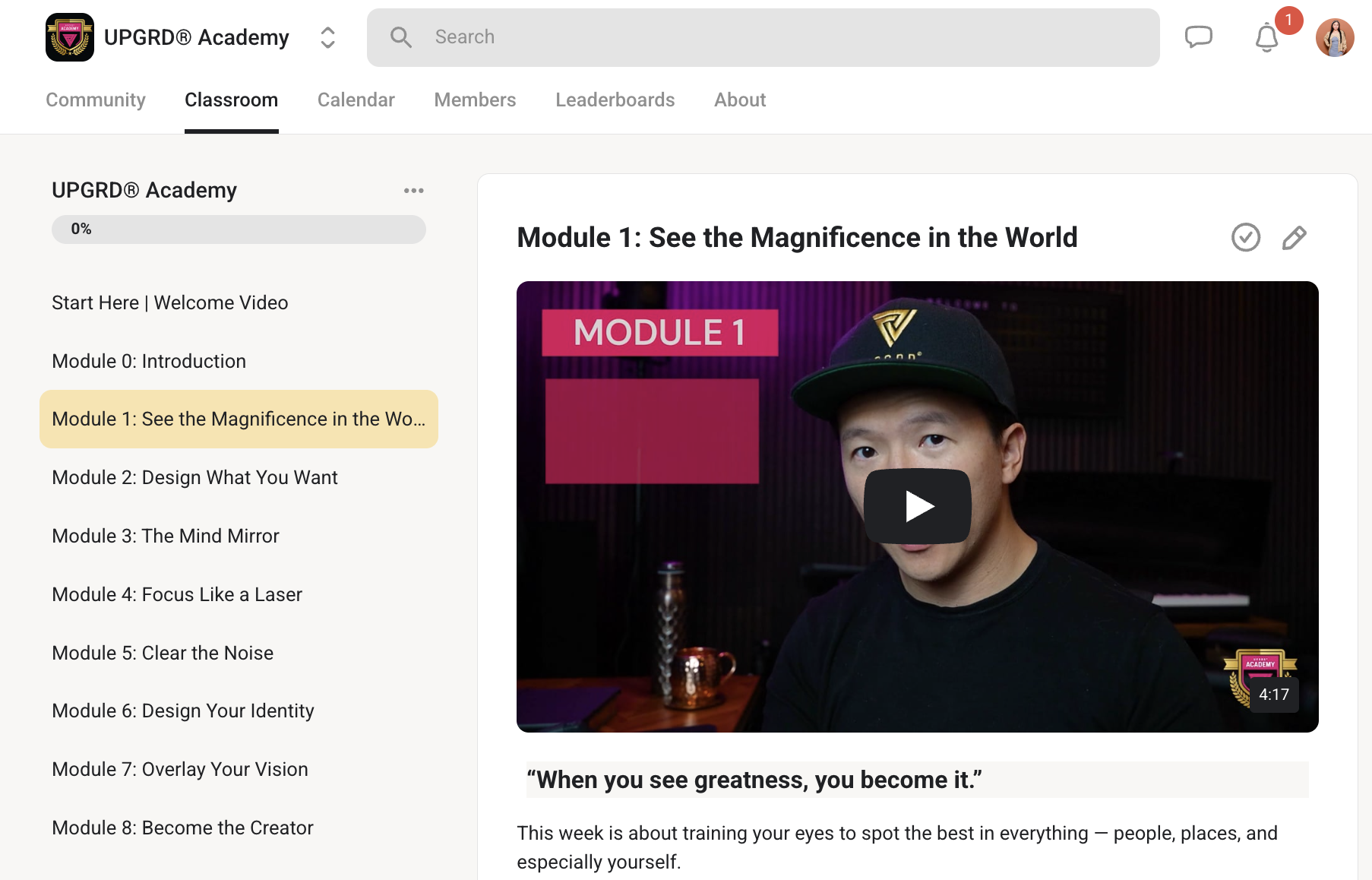 UPGRD Academy curriculum modules