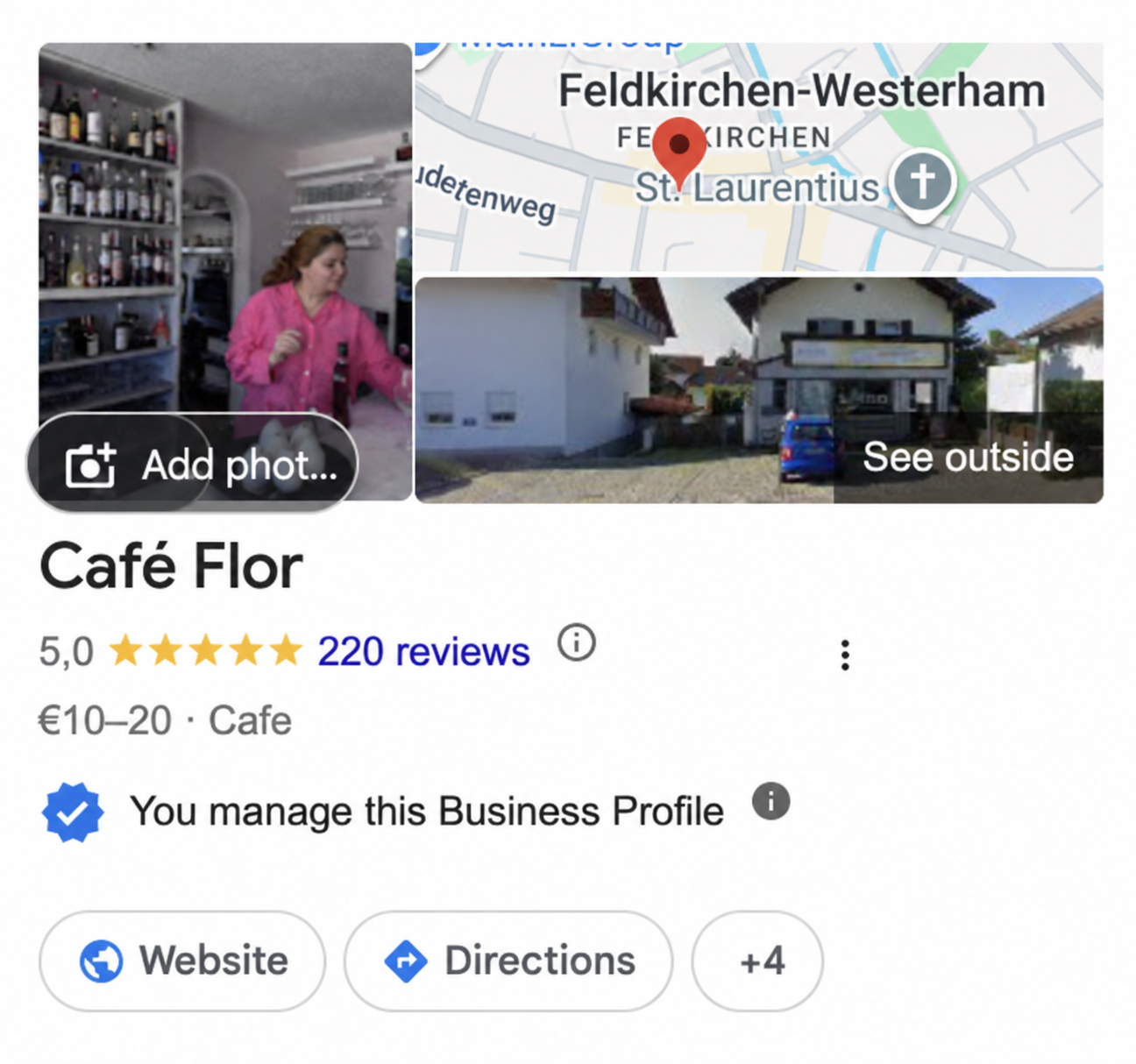 Café Flor Google Business Profile — 220 reviews