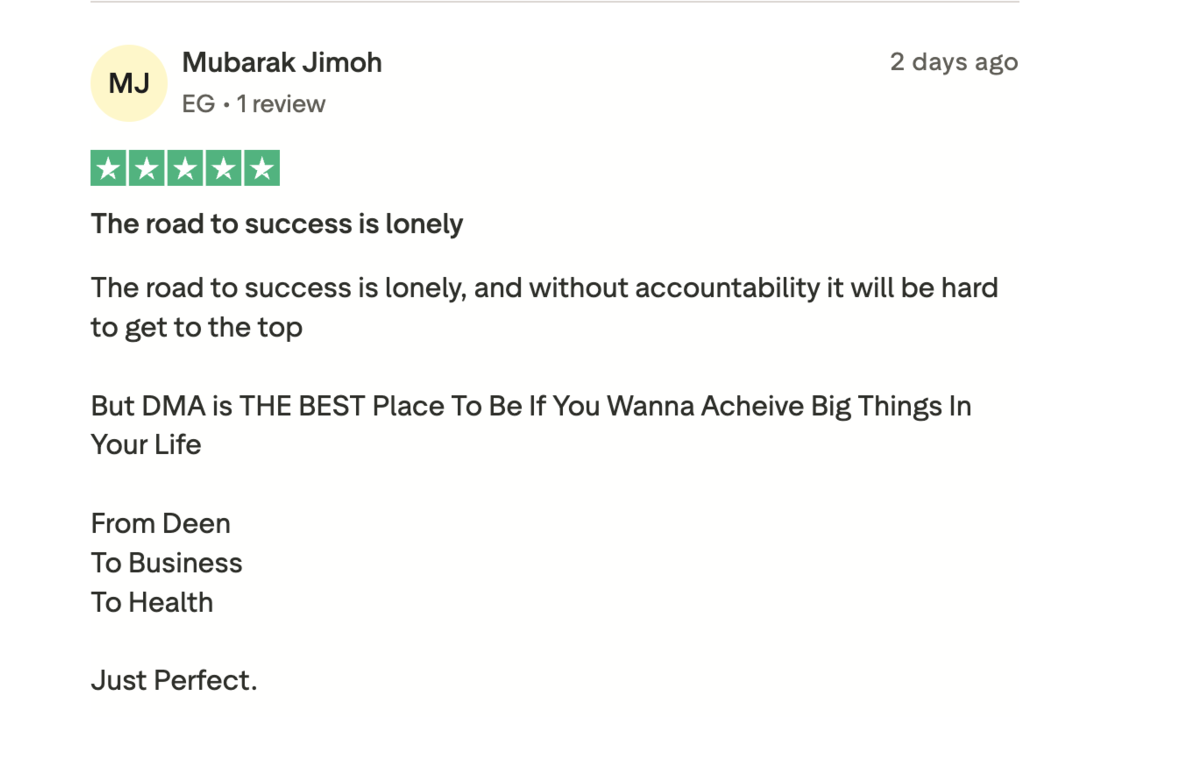 Trustpilot review from Mubarak Jimoh