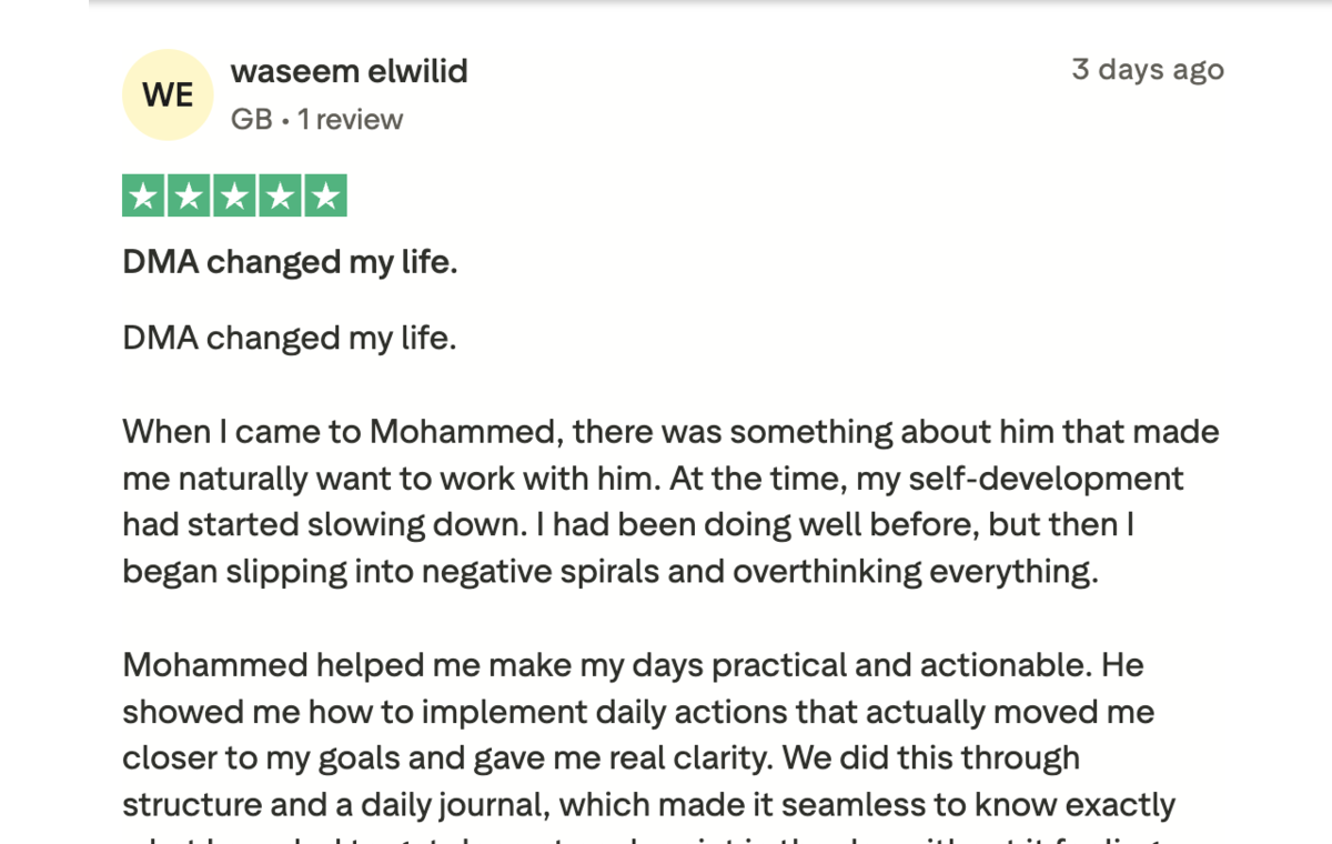 Trustpilot review from Waseem Elwilid
