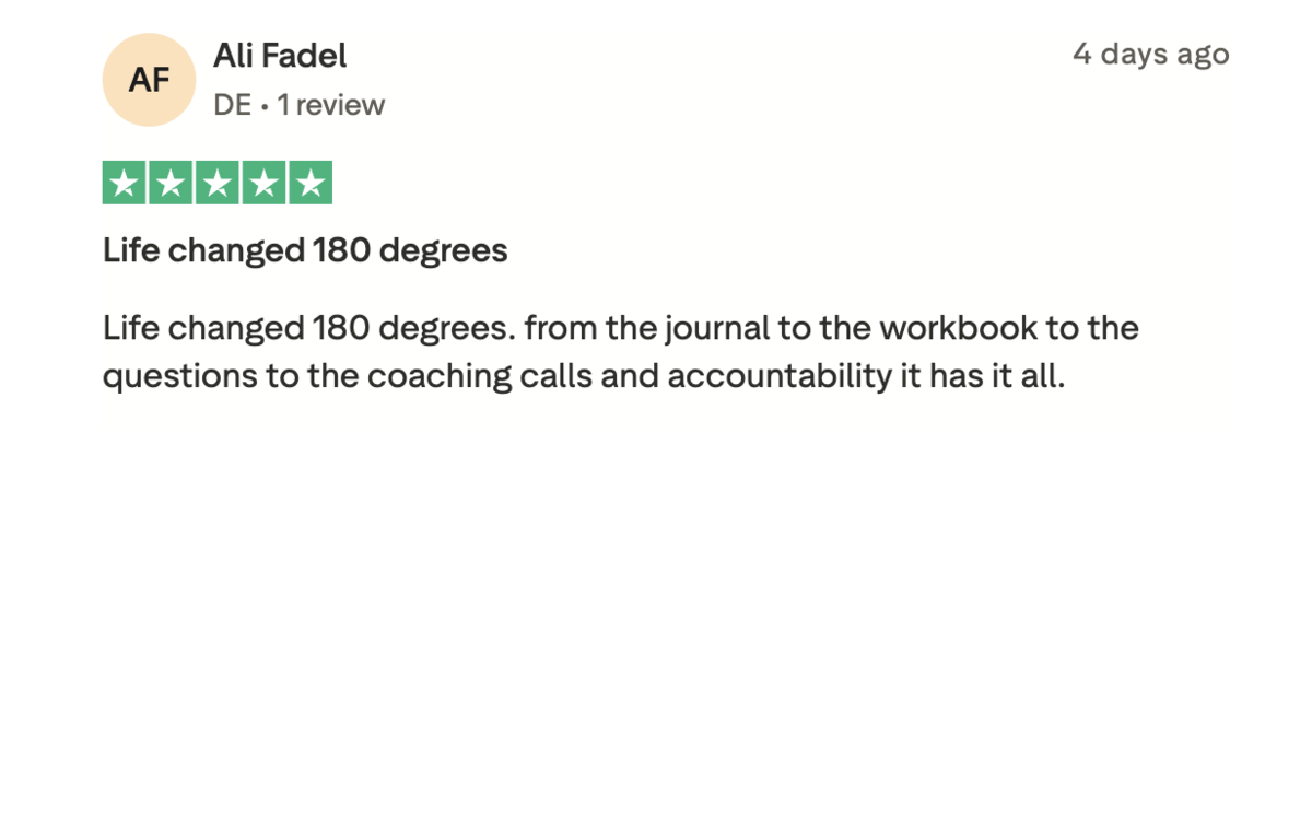 Trustpilot review from Ali Fadel