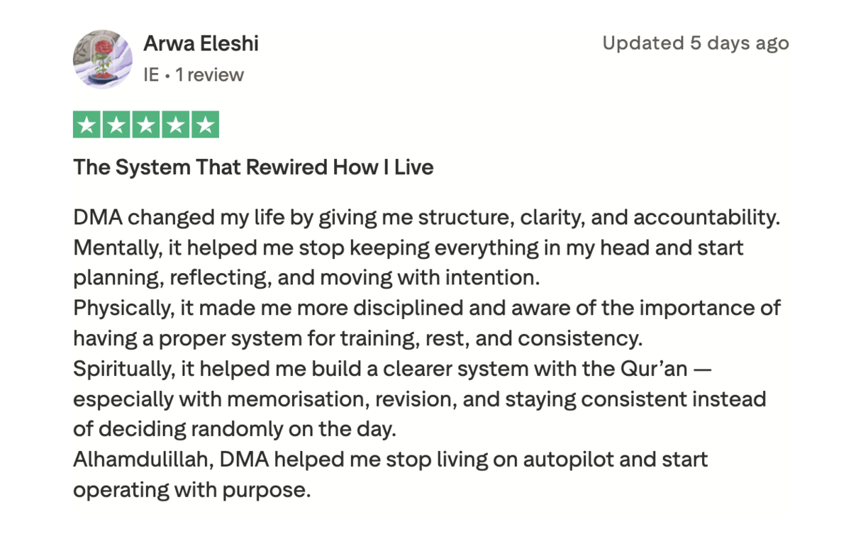 Trustpilot review from Arwa Eleshi