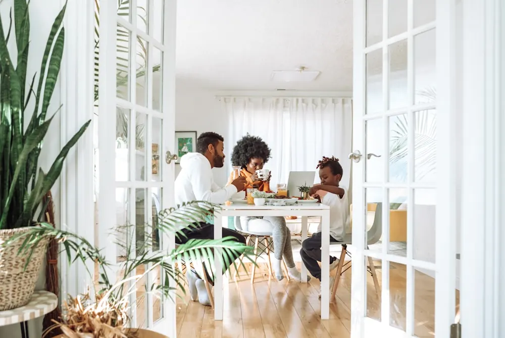 A family having breakfast together at home