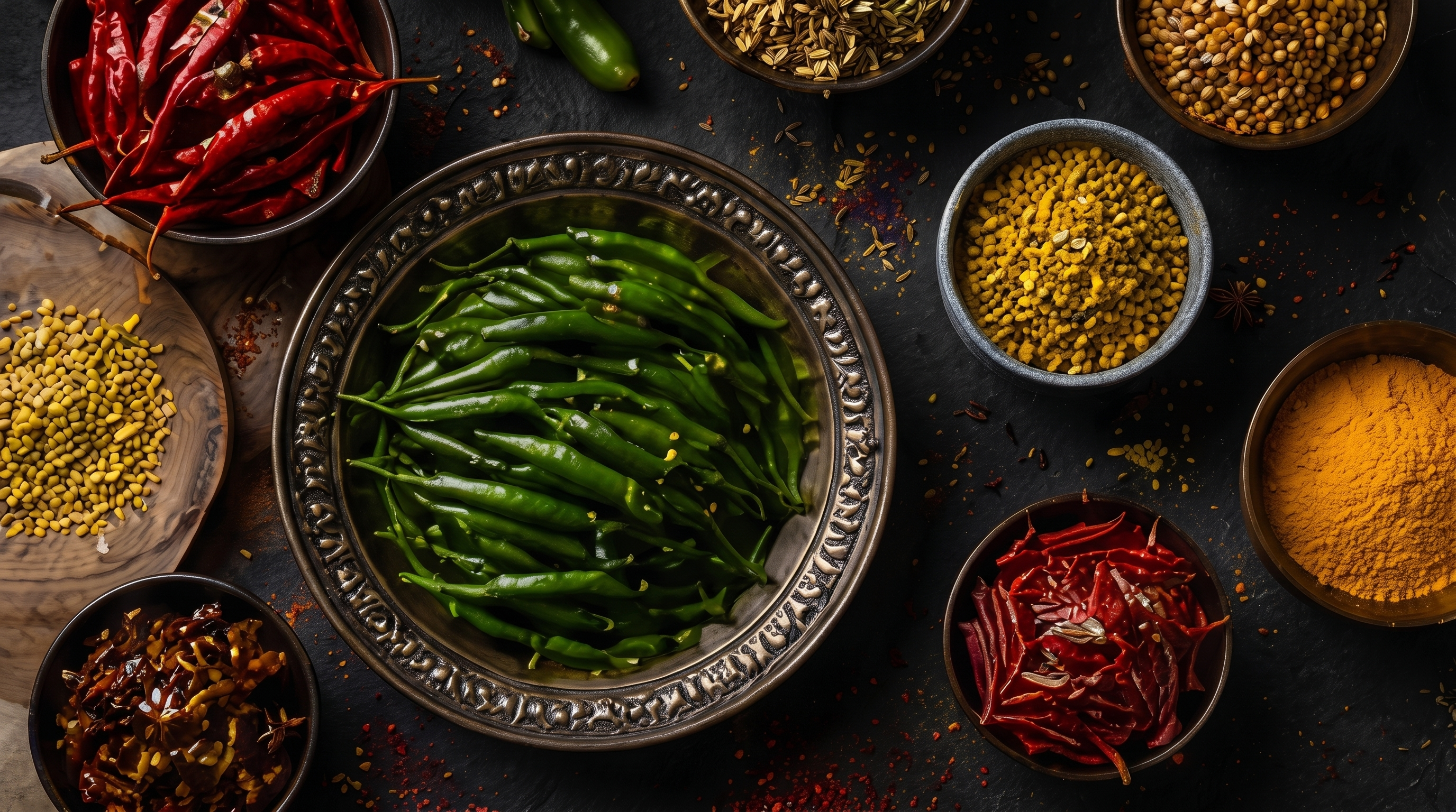 Fresh spices and chilies