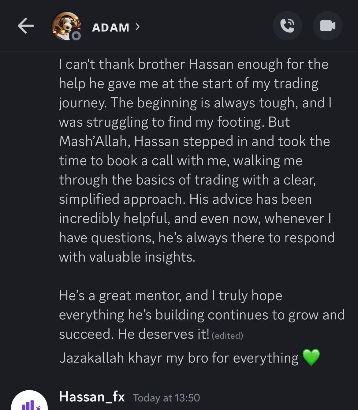 Testimonial from Adam