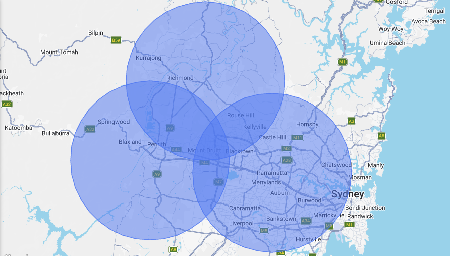 Leaking Showers Sealed Service Area Map Sydney