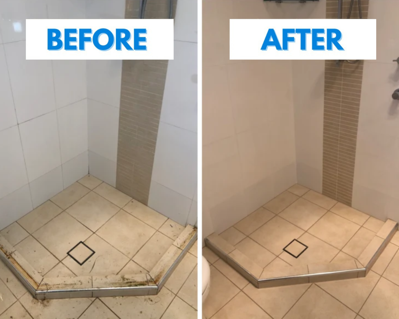 Fresh grout lines shower repair