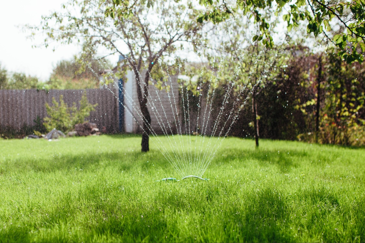 Irrigation system watering a residential lawn in Asheville NC