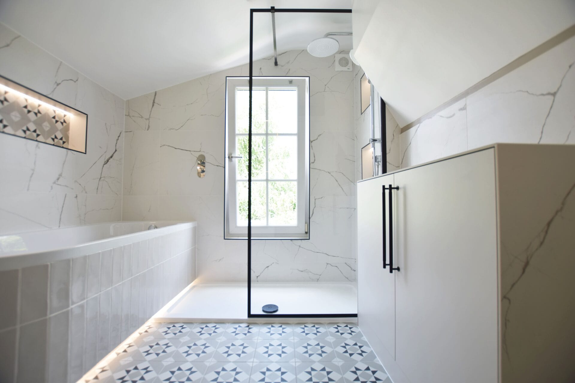 Luxury bathroom materials and detailing