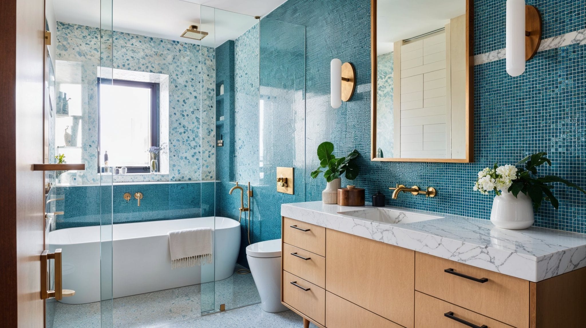 Luxury bathroom with considered materials and interior design