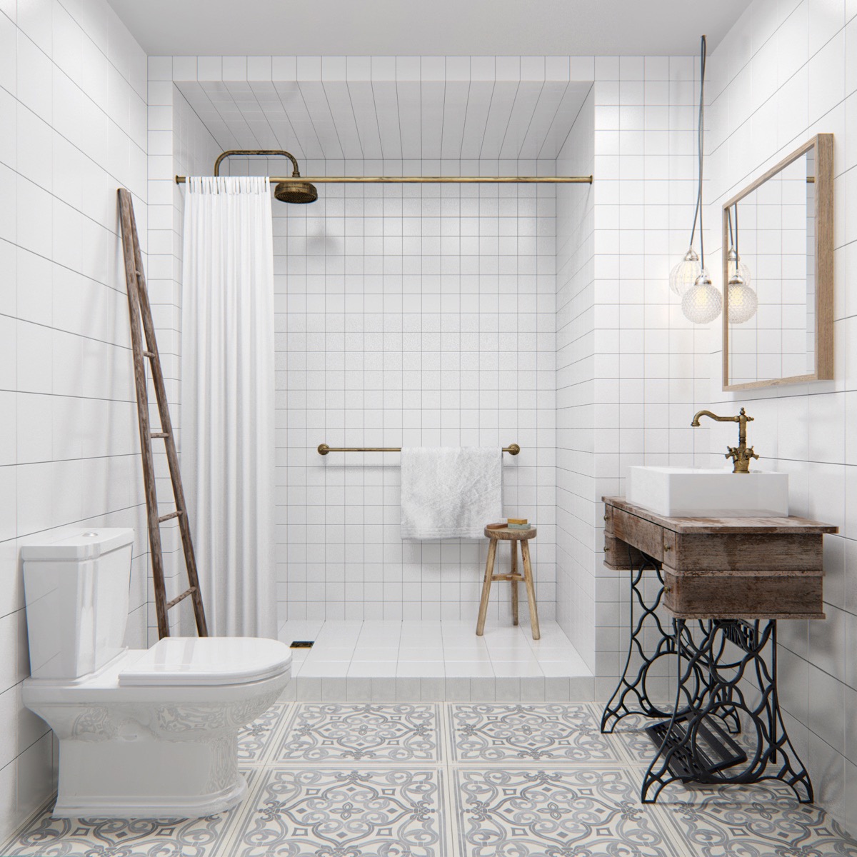 Small bathroom vanity and considered lighting