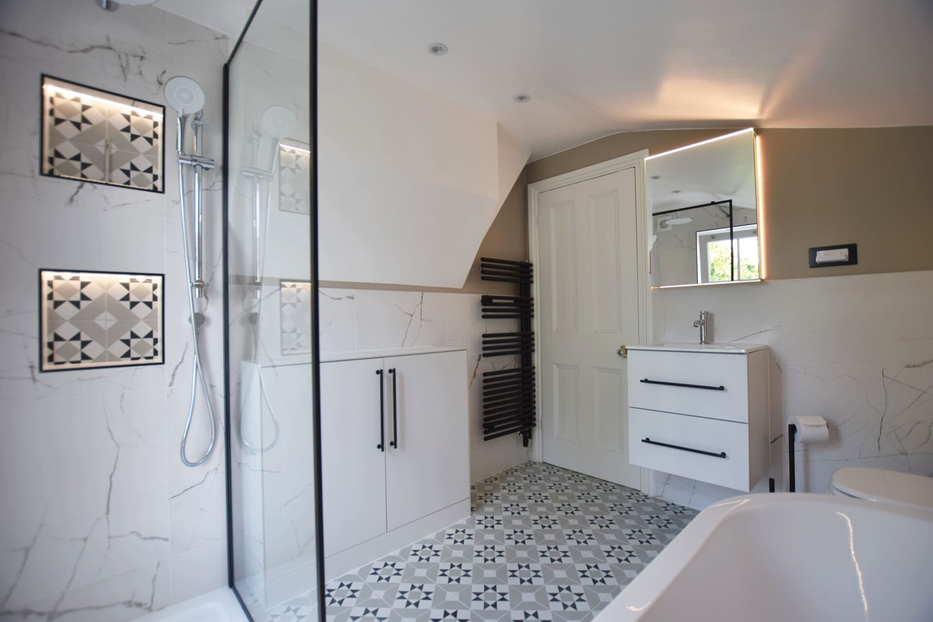 Contemporary bathroom interior with carefully considered finishes