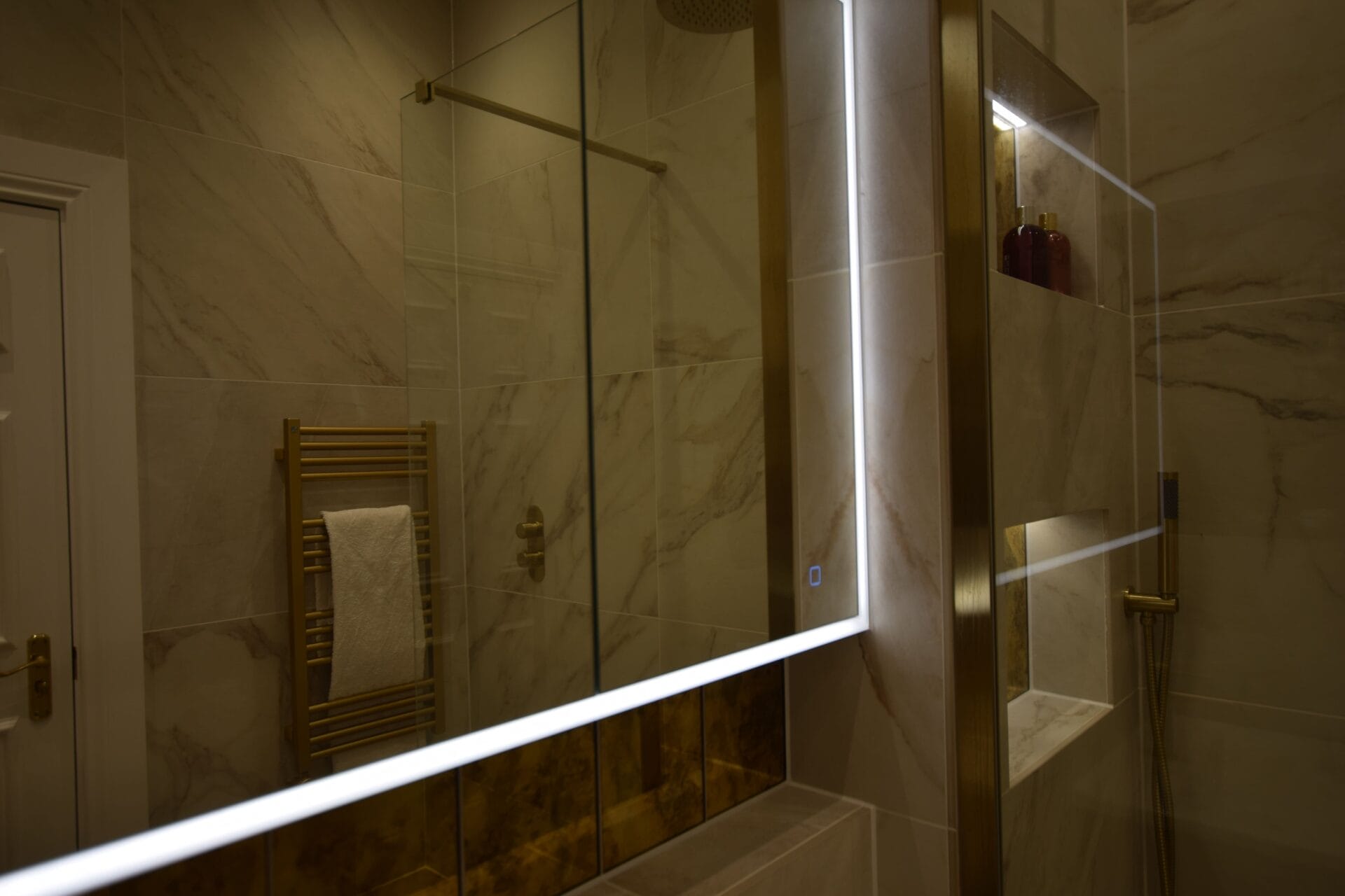 Large illuminated bathroom mirror