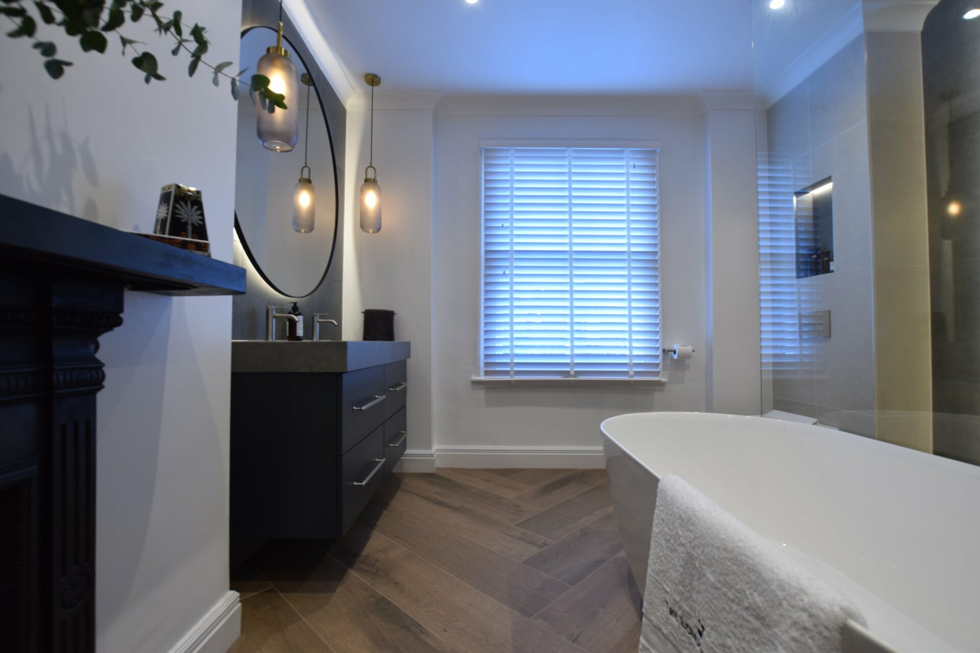 Contemporary illuminated shower in Bathford wet room