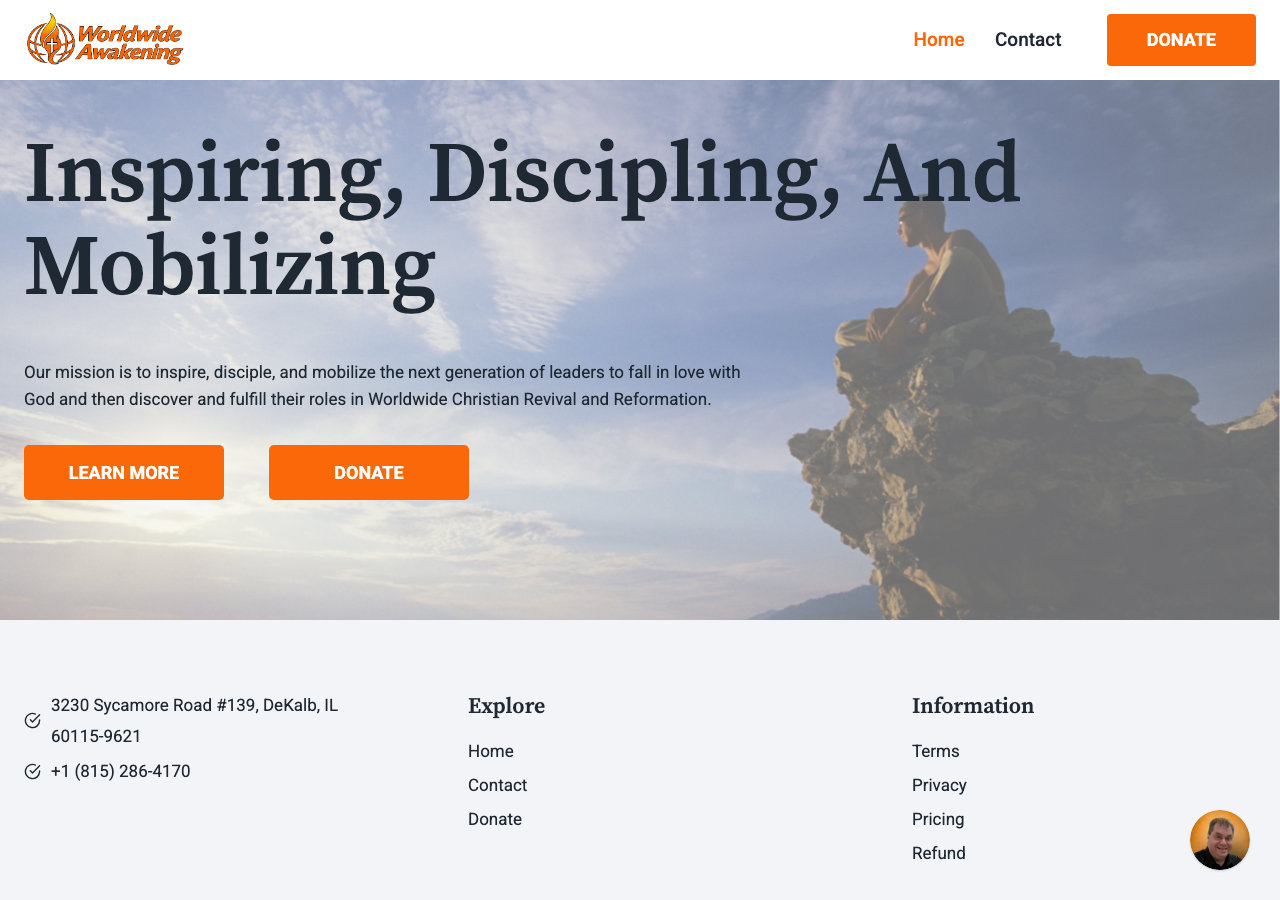 Worldwide Awakening Ministries website screenshot